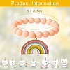 Candy Color Acrylic Round Beads Stretch Bracelets Set with Rainbow Color Enamel Charms for Kids BJEW-PH01488-2