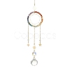 Wire Wrapped Chakra Gemstone & Brass Pendant Decorations HJEW-TA00075-03-1