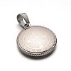 Non-Tarnish Flat Round with San Benito 304 Stainless Steel Pendants STAS-L156-18P-2