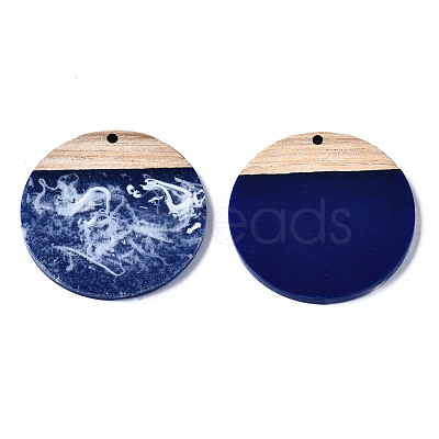 Opaque Resin & Walnut Wood Pendants X-RESI-T035-25-B01-1