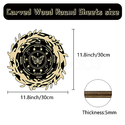 Carved Wood Round Sheets AJEW-WH0333-001-1