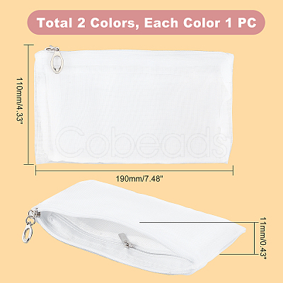 WADORN 2Pcs 2 Colors Cloth Zipper Bag FIND-WR0005-46-1