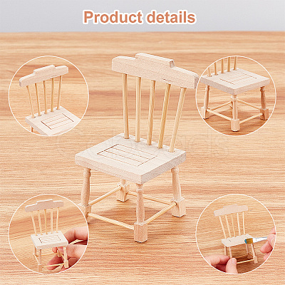 Mini Wooden Chairs DJEW-WH0042-03A-1