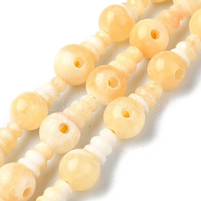 Natural Yellow Jade 3-Hole Guru Bead Strands G-K149-50-1