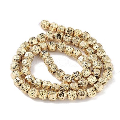 Electroplated Natural Lava Rock Beads Strands G-H303-A10-LG01-1