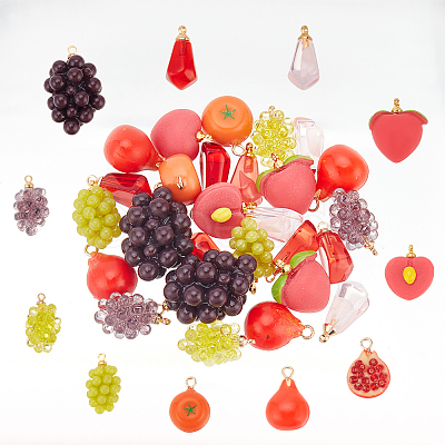 Nbeads 21Pcs 11 Styles Resin Imitation Fruit Pendants RESI-NB0001-98-1