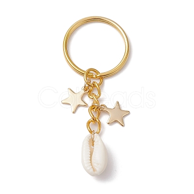 Iron with Natural Cowrie Shell Keychain KEYC-JKC00854-1