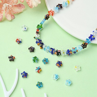 Flower Handmade Millefiori Glass Beads Strands LK-YW0001-08-1