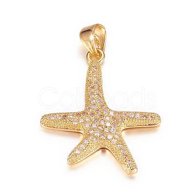 Brass Micro Pave Cubic Zirconia Pendants ZIRC-P060-15G-1