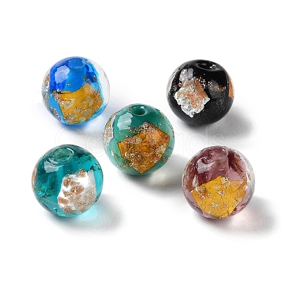 Handmade Gold & Silver Foil Lampwork Beads GLAA-G107-07A-15-1