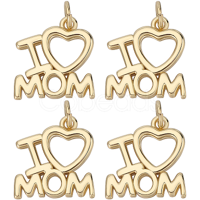 Beebeecraft 8Pcs Mother's Day Rack Plating Brass Charms KK-BBC0013-94-1