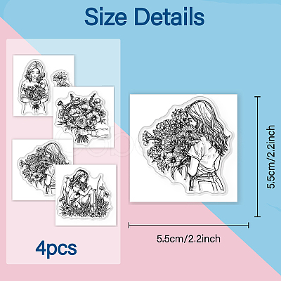 4Pcs 4 Styles PVC Stamp DIY-WH0487-0110-1