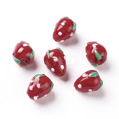 Strawberry Handmade Lampwork Beads LAMP-F006-03-1