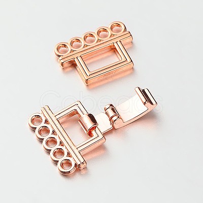 5 Strands Alloy and Brass Fold Over Clasps PALLOY-N0112-02-1