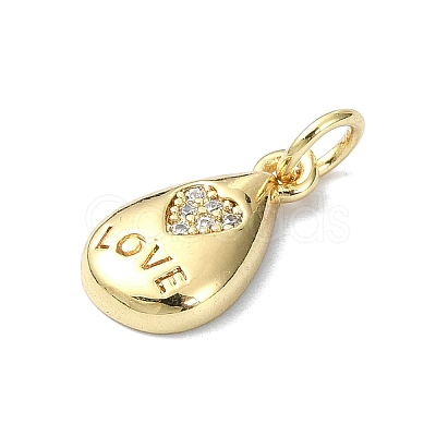 Heart Theme Brass Micro Pave Cubic Zirconia Charms KK-H475-56G-01-1