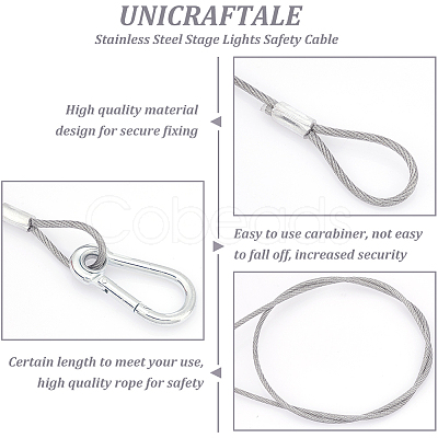 Unicraftale 8Pcs 2 Style 304 Stainless Steel Stage Lights Safety Cable FIND-UN0001-50-1