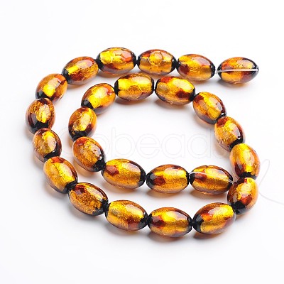 Handmade Silver Foil Glass Oval Beads FOIL-I004-C-03-1