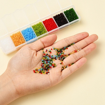 3500Pcs 7 Colors 12/0 Glass Round Seed Beads SEED-YW0001-21-1