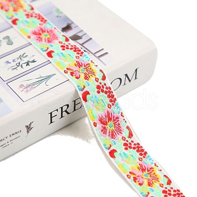 50 Yards Ethnic Style Embroidered Nylon Flower Jacquard Ribbon PW-WG55654-02-1