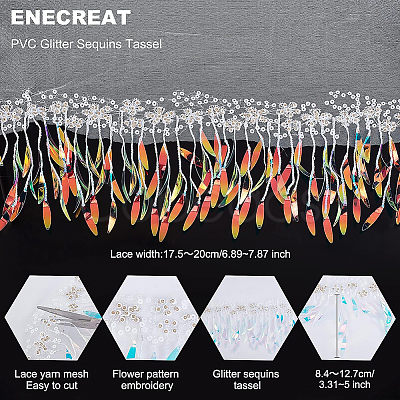 BENECREAT 2 Yards Flower Pattern Embroidery Polyester Trimming DIY-BC00055-50-1