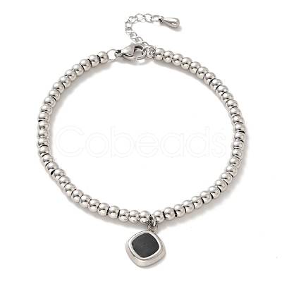 304 Stainless Steel Rhombus Charm Bracelet with Enamel BJEW-B057-10P-1