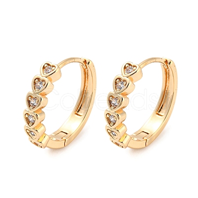 Brass with Cubic Zirconia Hoop Earrings EJEW-G363-10KCG-1