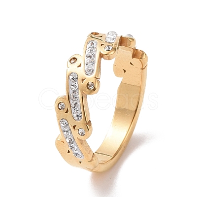 Crystal Rhinestone Oval Bar Finger Ring RJEW-D120-04B-G-1