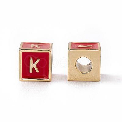 Rack Plating Brass Enamel Beads KK-B060-04G-03-1