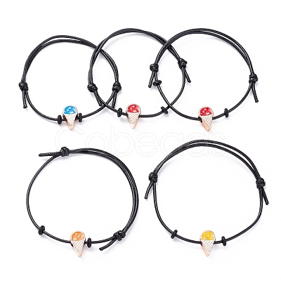 Ice Cream Acrylic Enamel Beads Adjustable Cord Bracelet for Teen Girl Women BJEW-JB07046-1