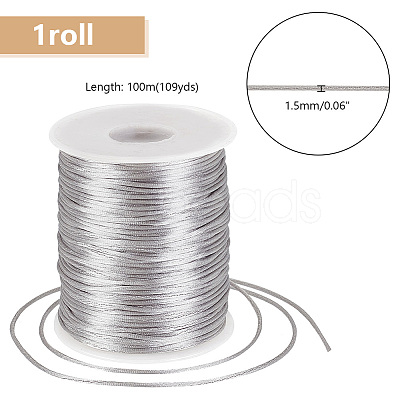 100M Round Polyester Rattail Satin Cord OCOR-WH0071-95B-02-1