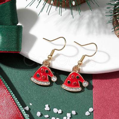 Christmas Theme Alloy Rhinestone Dangle Earrings EJEW-JE05830-06-1