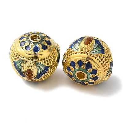 Rack Plating Brass Enamel Beads KK-P276-22D-G-1