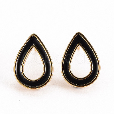 Brass Enamel Stud Earring Findings KK-S356-244A-NF-1