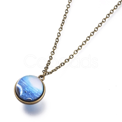 Glass Pendant Necklace NJEW-D281-B-05AB-1