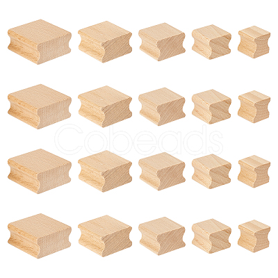 AHADERMAKER 20Pcs 5 Styles Square Grooved Wood Blocks for Stamp Carving WOOD-GA0001-63-1