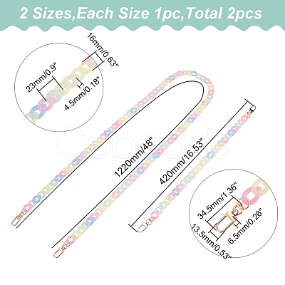 WADORN 2Pcs 2 Style Transparent Jelly Style Acrylic Curb Chain Bag Straps DIY-WR0002-48-1