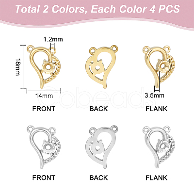 Unicraftale 8Pcs 2 Colors 304 Stainless Steel Pendant Rhinestone Settings STAS-UN0045-44-1