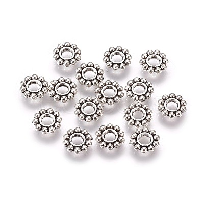 Tibetan Style Alloy Daisy Spacer Beads PALLOY-TAC0002-01AS-1