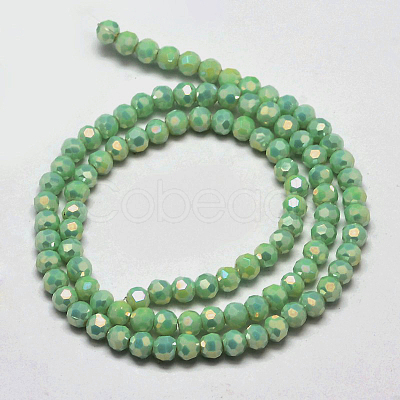 Faceted Round Full Rainbow Plated Electroplate Glass Beads Strands EGLA-J130-FR02-1