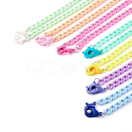 7Pcs 7 Colors Personalized Acrylic Curb Chain Necklace Sets NJEW-JN03515-1