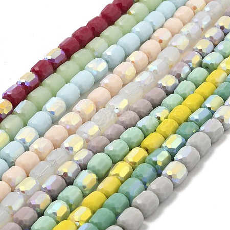 Frosted Imitation Jade Glass Beads Strands GLAA-P058-08A-1