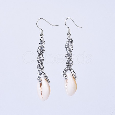 Baking Paint Glass Seed Beads Dangle Earrings EJEW-JE03047-03-1