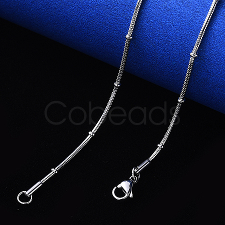 Non-Tarnish 304 Stainless Steel Round Snake Chain Necklace NJEW-S420-009A-P-1