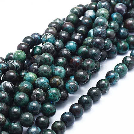 Natural Chrysocolla Azurite Beads Strands G-D0010-08-10mm-1