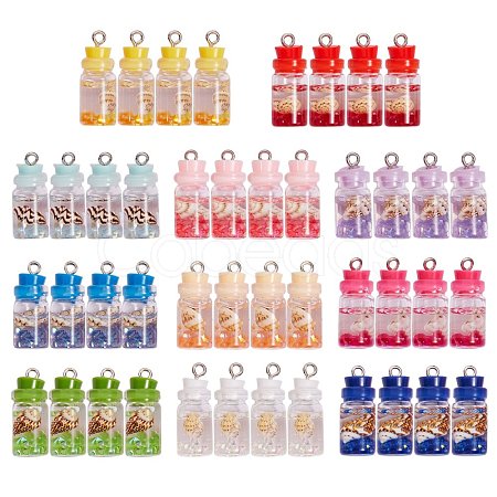 44 Pcs 11 Colors Glass Pendants sgGLAA-SZ0001-25-1