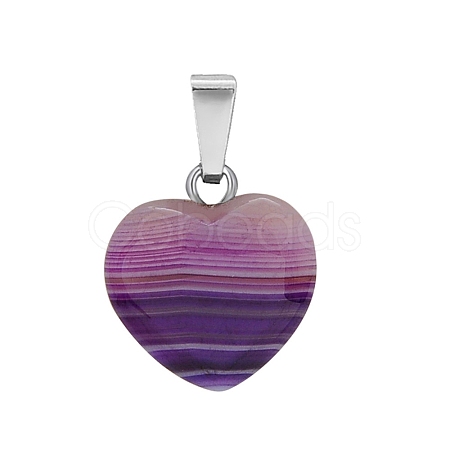 Natural Banded Agate Charms HEAR-PW0001-057-38-1