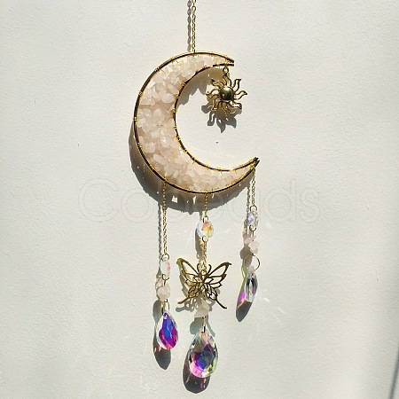 Moon & Star & Butterfly Glass Hanging Suncatcher PW-WG48249-03-1