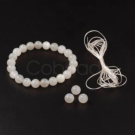 Natural White Moonstone Stretch Bracelets BJEW-JB02663-01-1