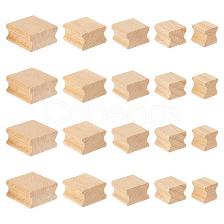 AHADERMAKER 20Pcs 5 Styles Square Grooved Wood Blocks for Stamp Carving WOOD-GA0001-63-1