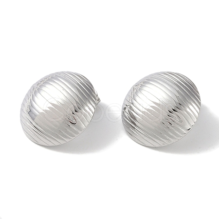 Texture Half Round 304 Stainless Steel Stud Earrings for Women EJEW-L283-048P-1